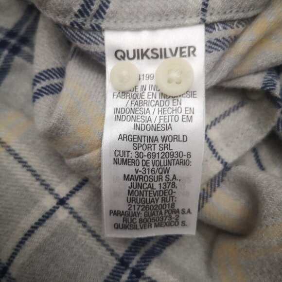 2 / $30.00 - Quicksilver Men's Modern Fit Size Medium Grey/Navy Plaid Shirt - Picture 6 of 13